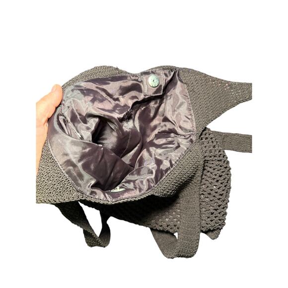 Womens‎ brown crochet messenger purse y2k evening knit grandmacore fairy grunge - Picture 3 of 3